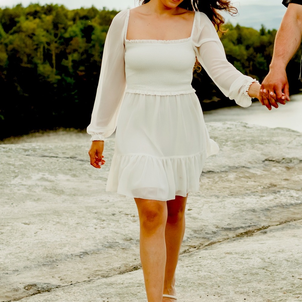 White dress bought for engagement shoot.